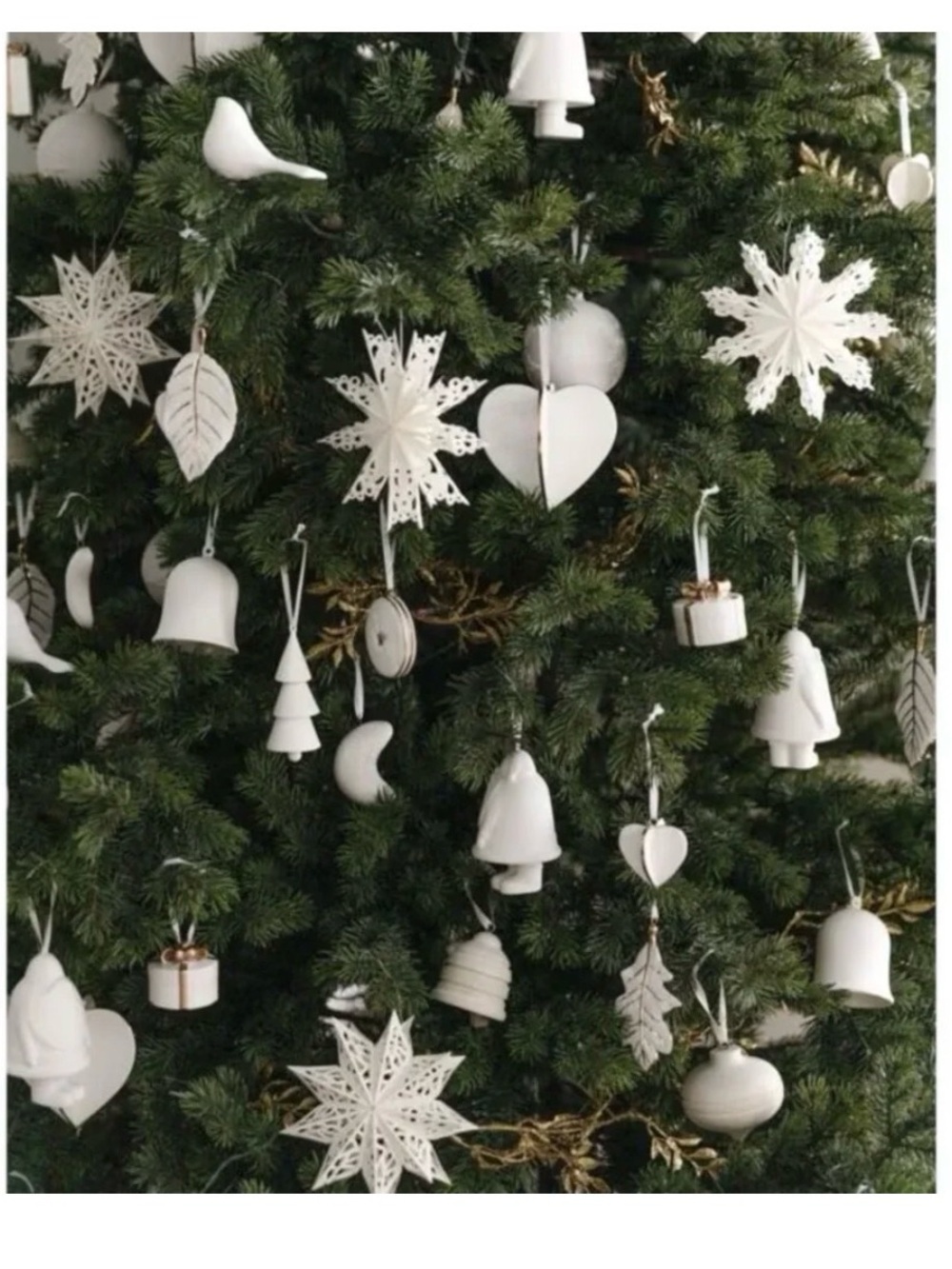 Crate&Barrel White Wood Jingle Bell Christmas Tree Ornaments - 5 available!